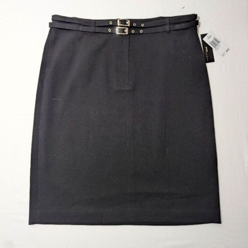 NWT Belted Black Skirt Women's Size 12‎ Black Stretch